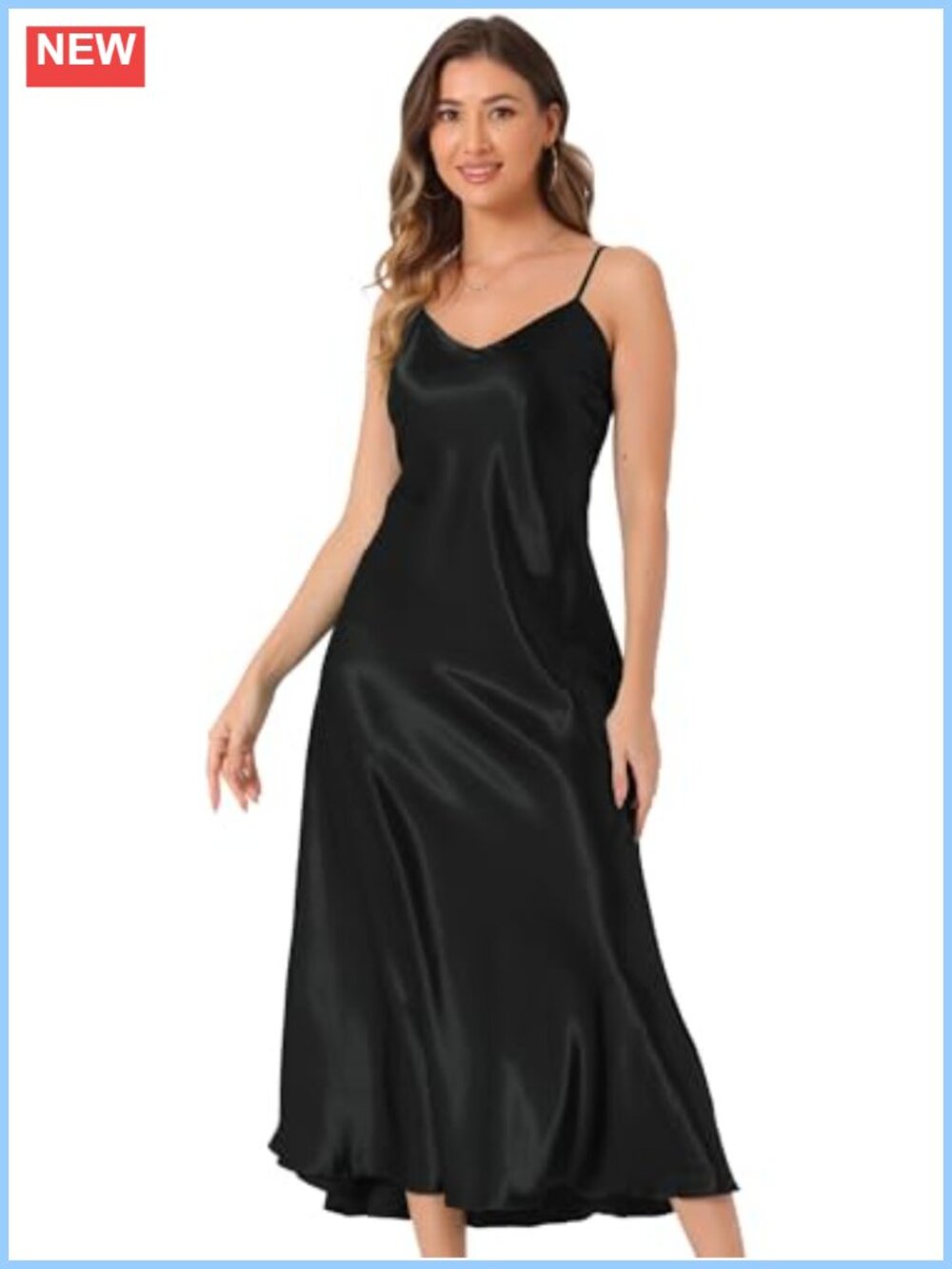 Satin Maxi Dress V-Neck Sleeveless Evening Gown